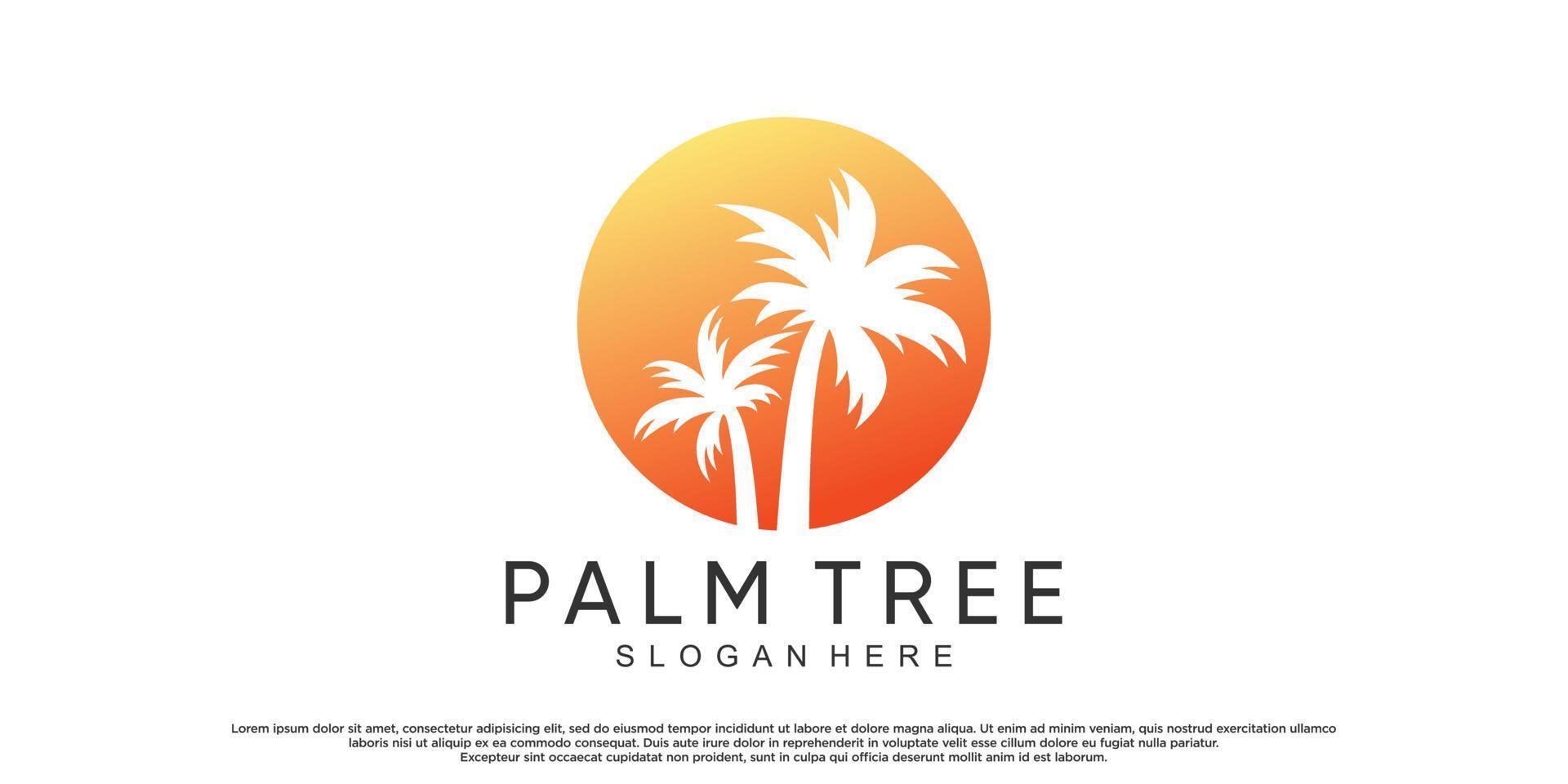 Palm tree logo design template with creative concept Premium Vector