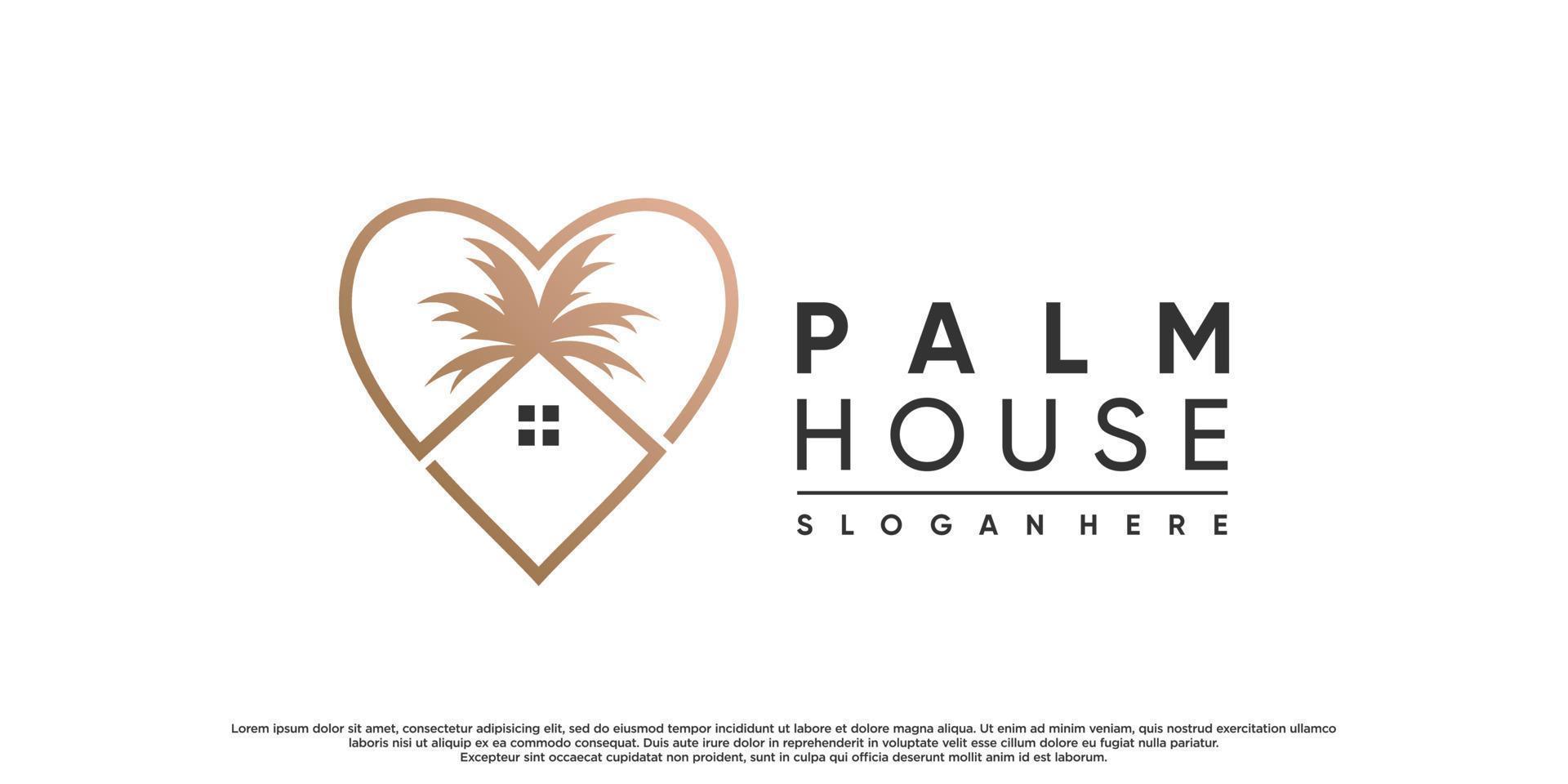 Palm house  logo design template with creative concept Premium Vector