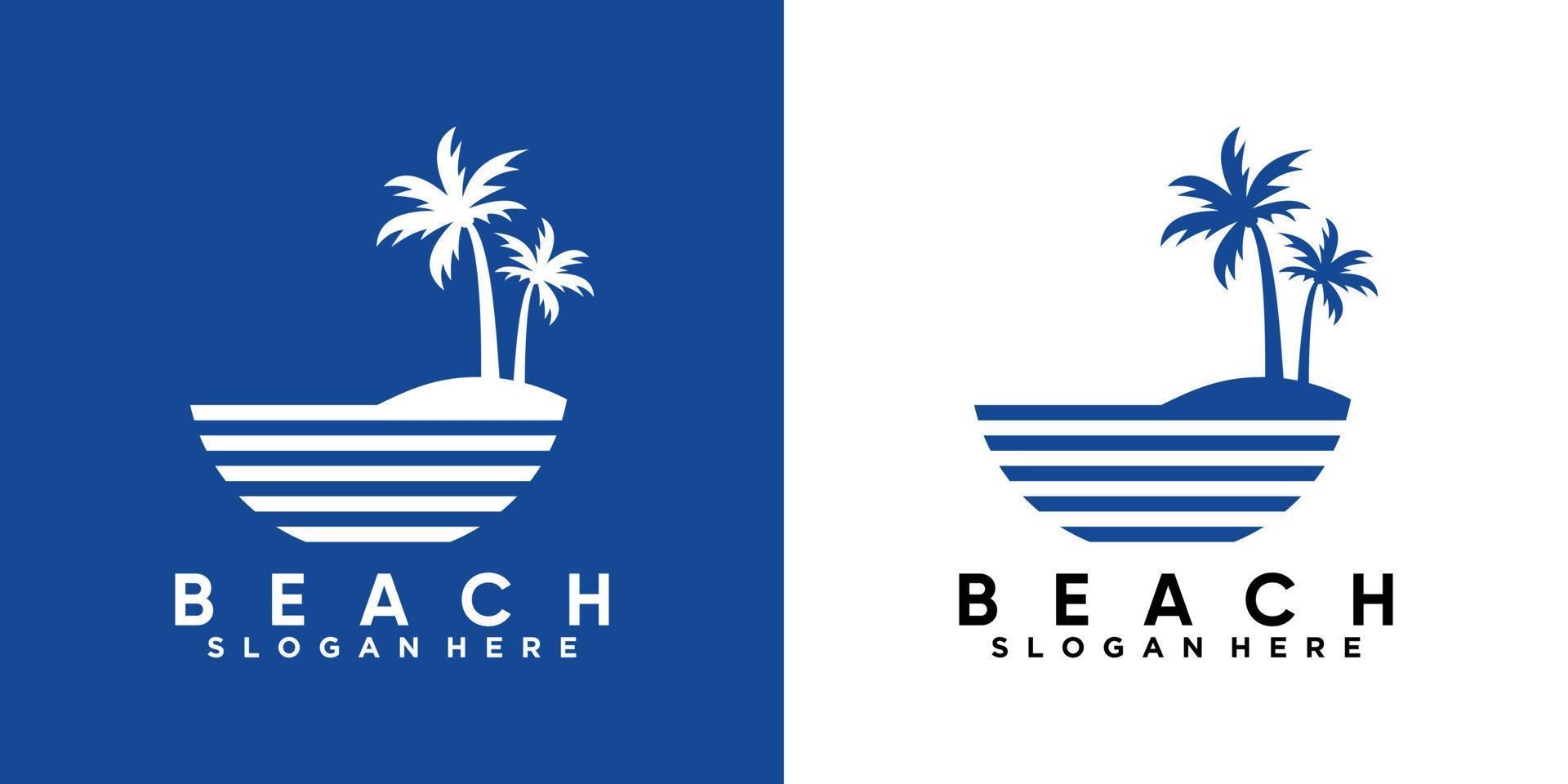beach logo design with style and creative concept vector