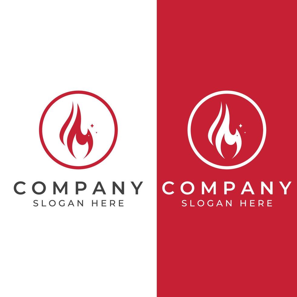 logotipo de fuego o llama, logotipo de bola de fuego y brasas. utilizando un concepto de diseño de plantilla de ilustración vectorial. vector