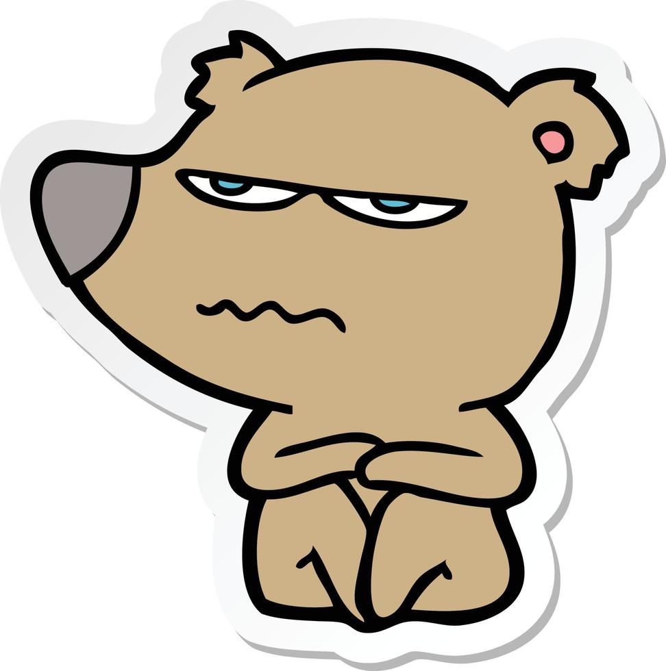 sticker of a angry bear cartoon vector