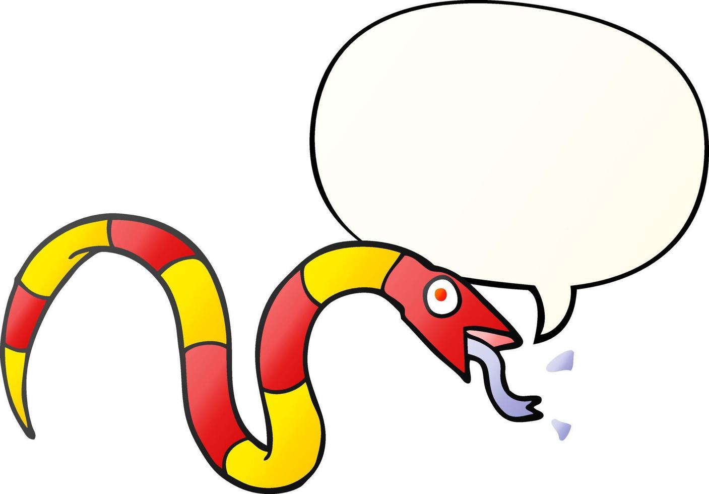 hissing cartoon snake and speech bubble in smooth gradient style vector