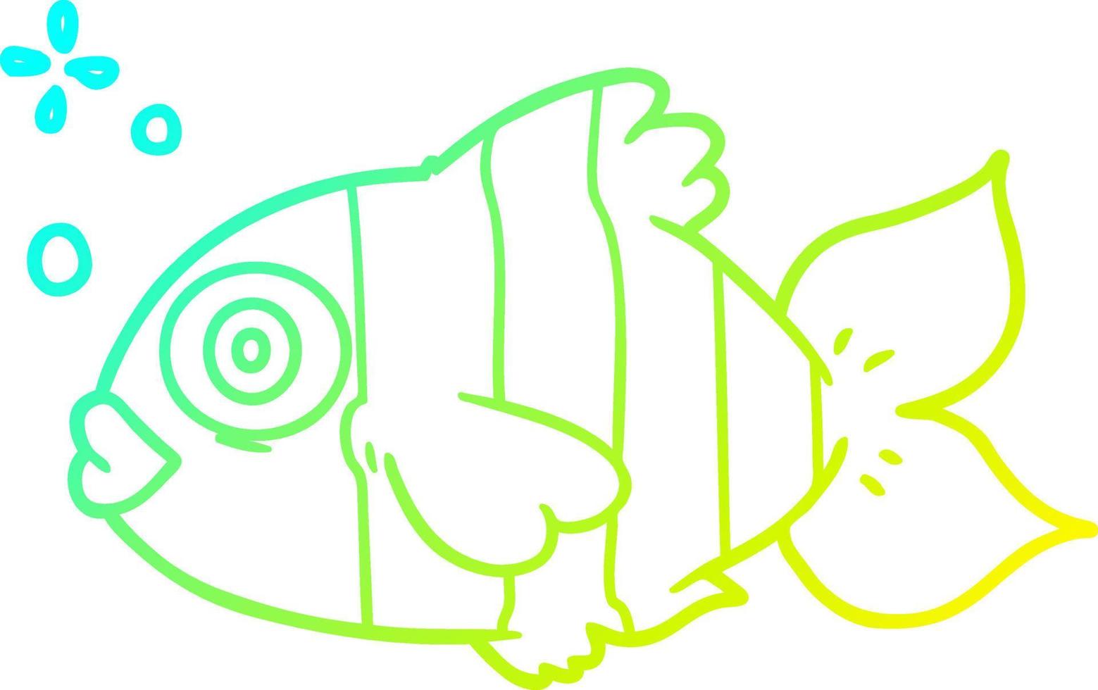 cold gradient line drawing cartoon exotic fish vector