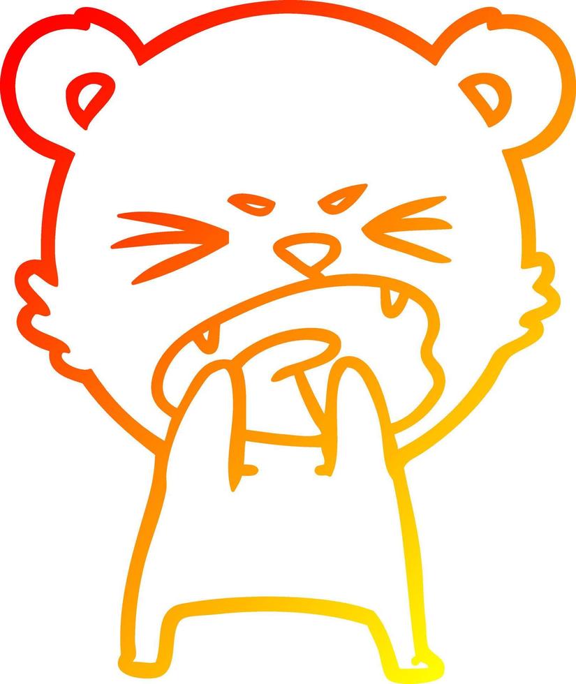 warm gradient line drawing hungry cartoon bear vector