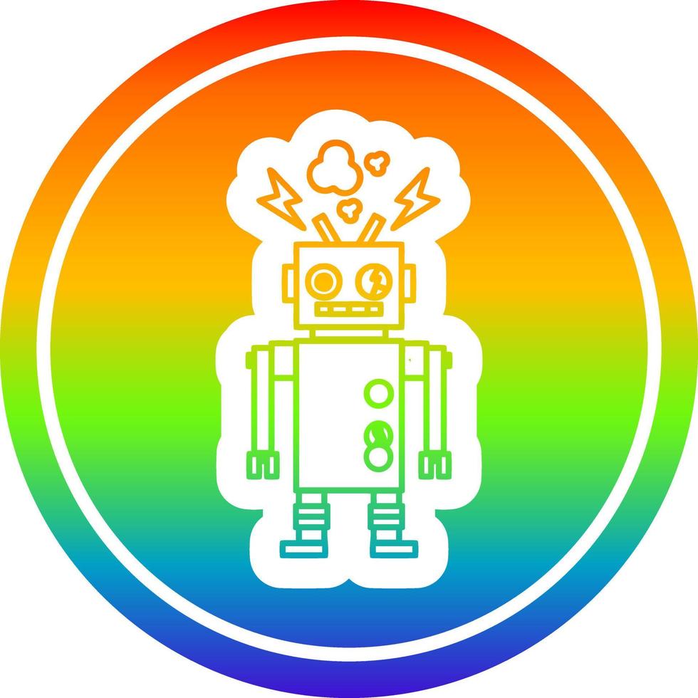 malfunctioning robot circular in rainbow spectrum vector