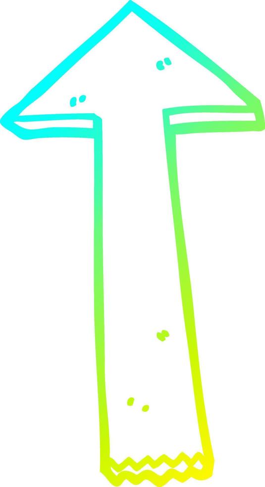 cold gradient line drawing cartoon pointing arrow vector