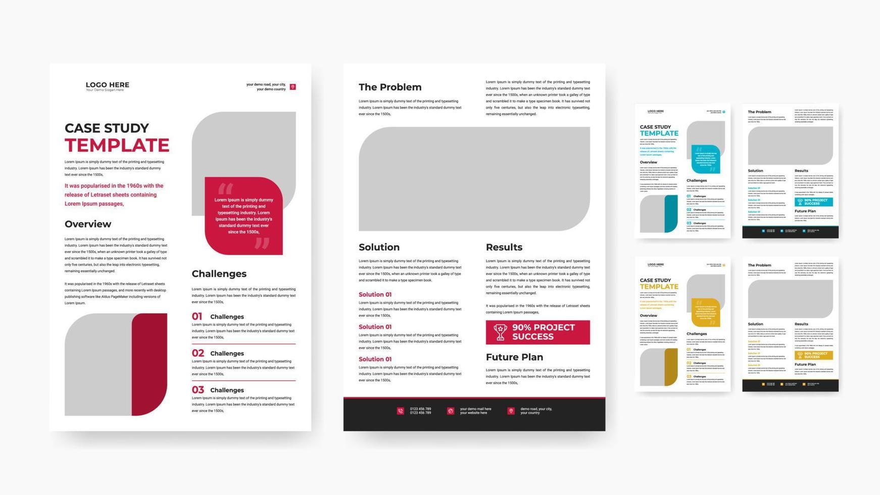 Professional business double side case study template design vector