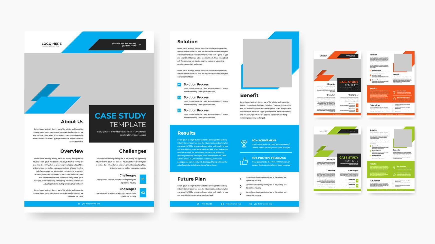 Professional business double side case study template design vector