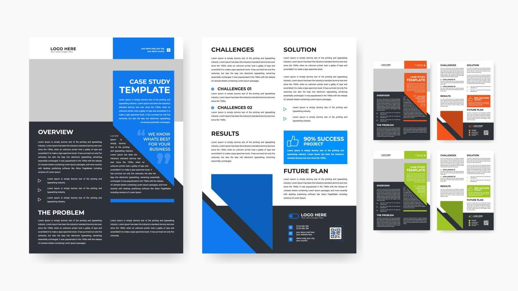 Professional business double side case study template design vector