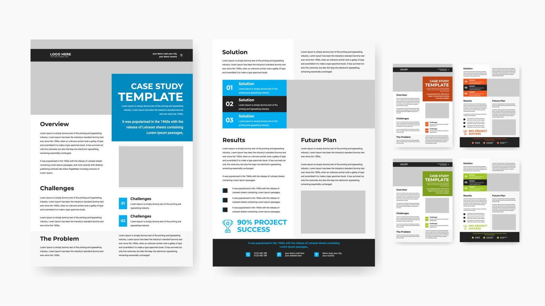 Professional business double side case study template design vector