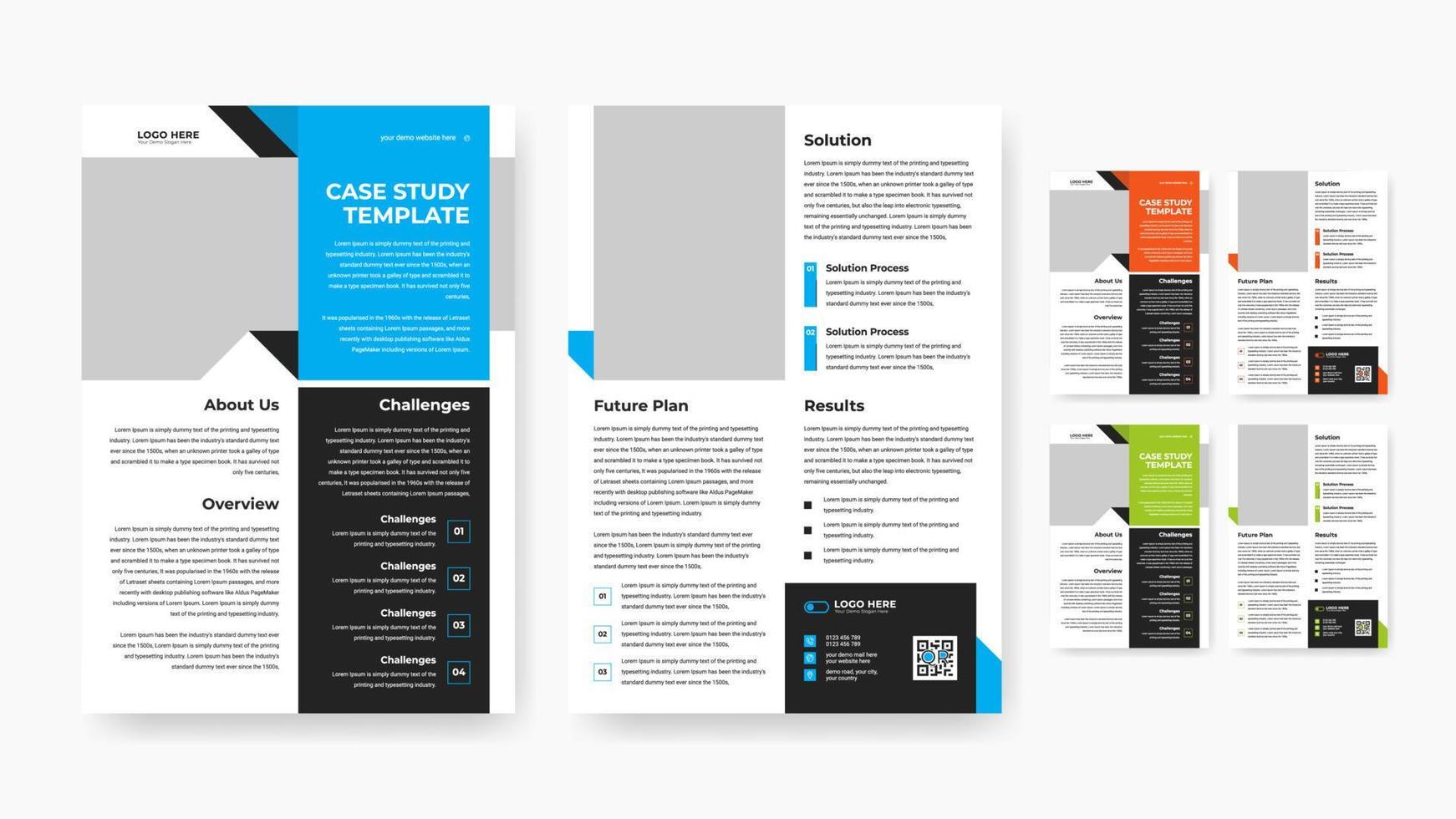 Professional business case study flyer template design vector