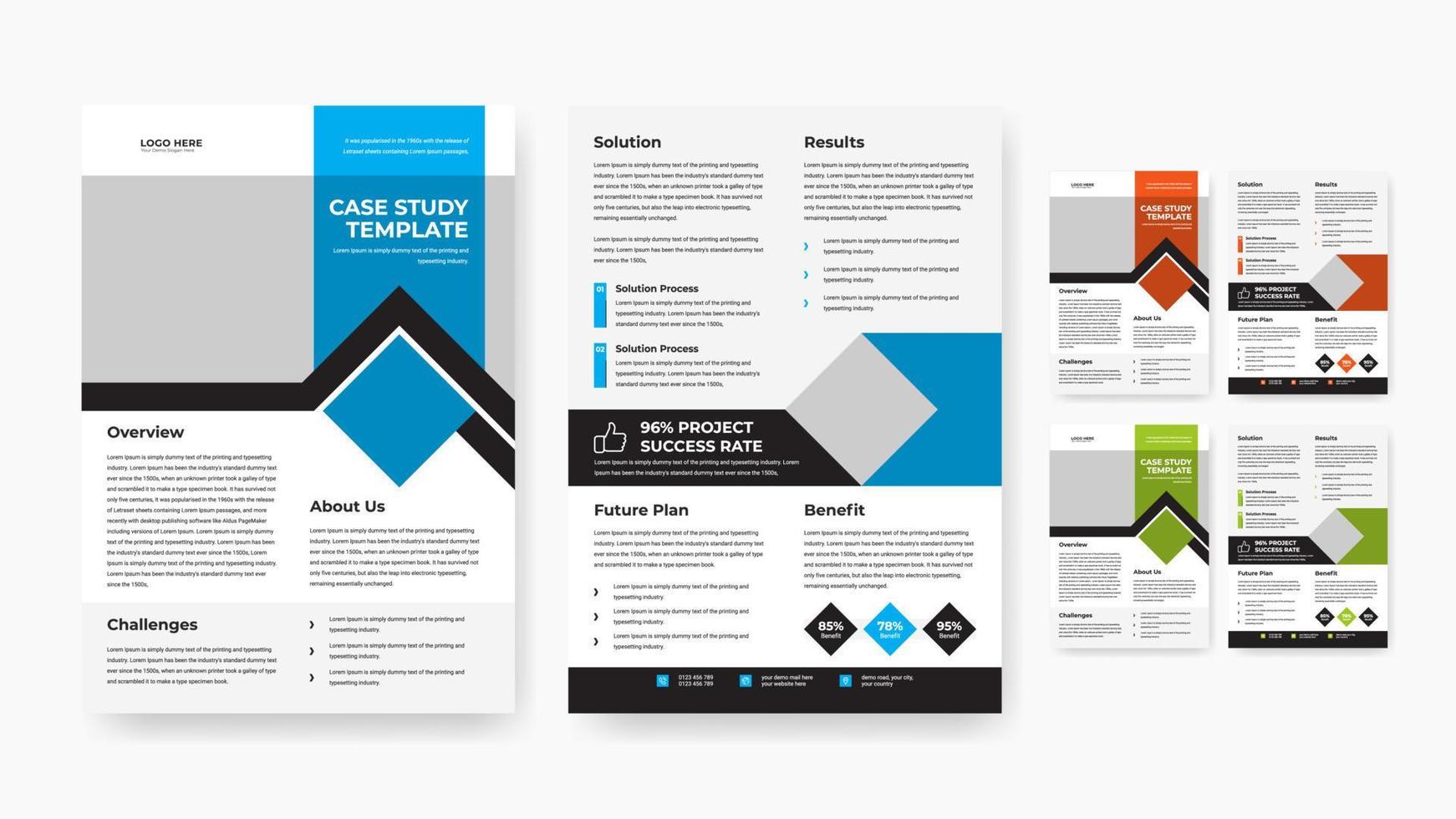 Professional business case study flyer template design vector