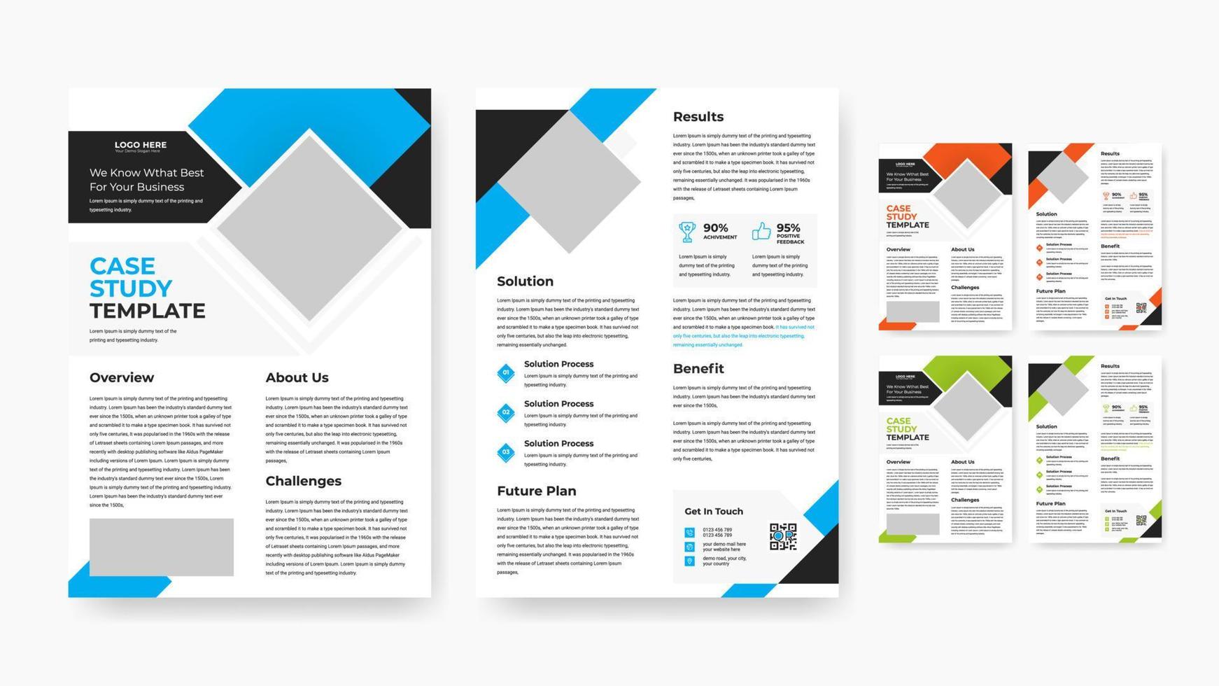 Professional business case study flyer template design vector