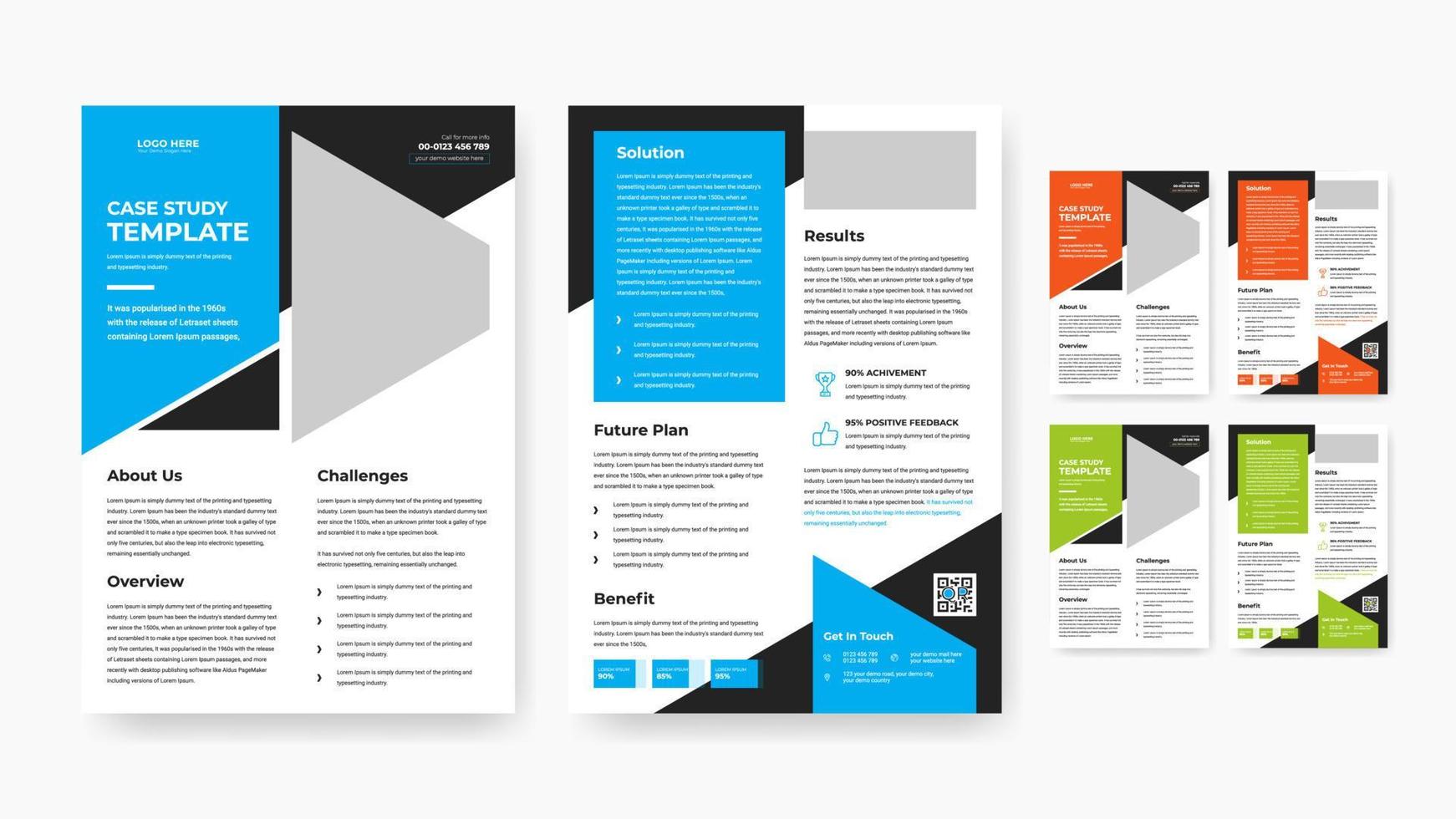 Professional business case study flyer template design vector
