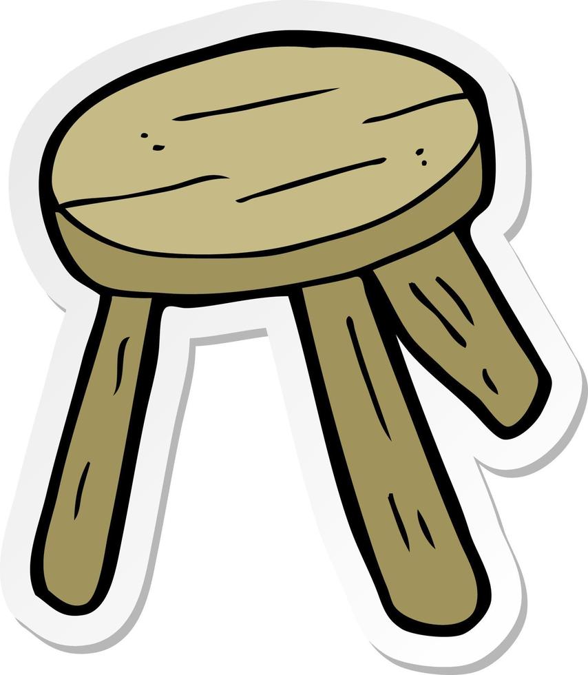sticker of a cartoon wooden stool vector