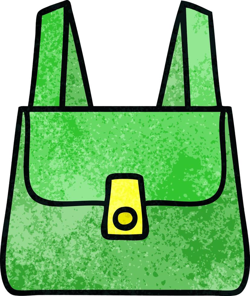 retro grunge texture cartoon green bag vector