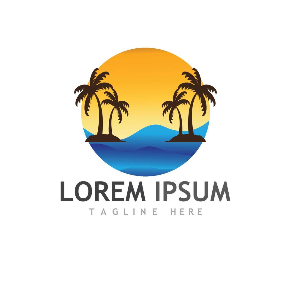 Palm tree summer logo template vector