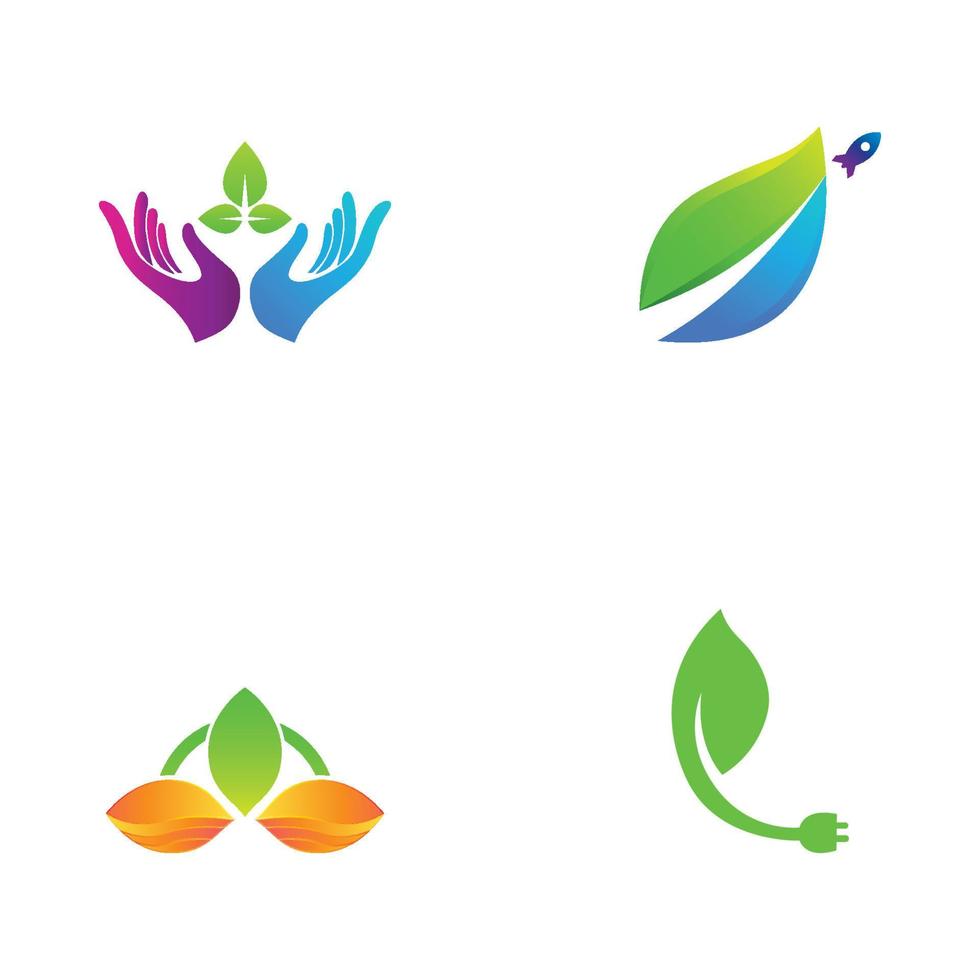 Green leaf logo. Vector design of gardens, plants and nature.