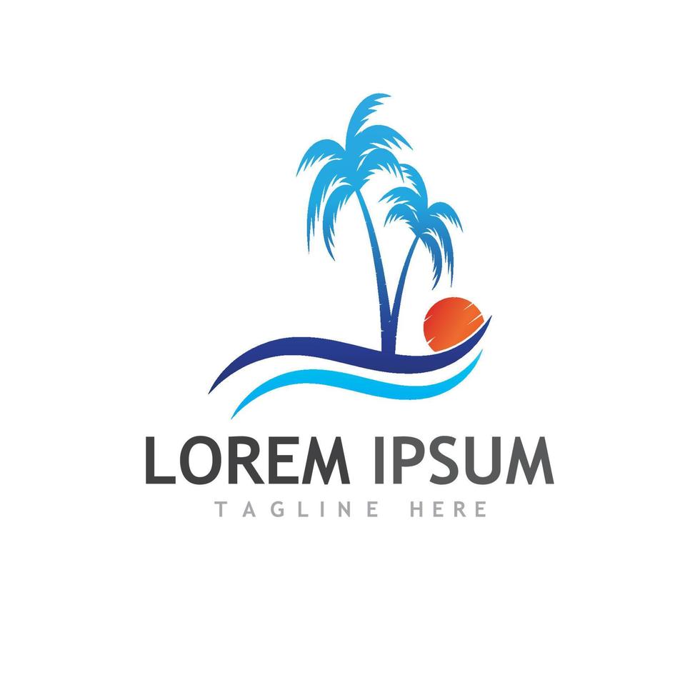 Palm tree summer logo template vector