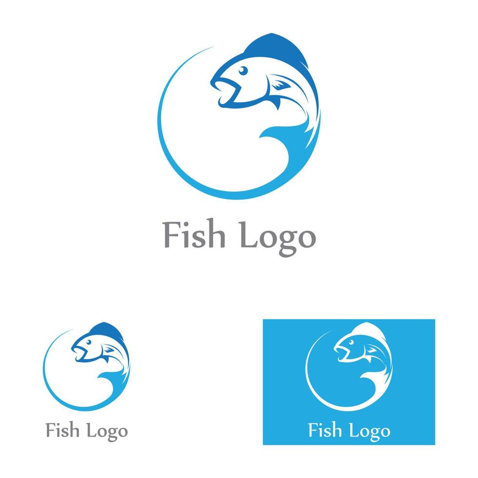 plantilla de logotipo de diseño de icono abstracto de pescado, símbolo de vector creativo de club de pesca o tienda en línea.