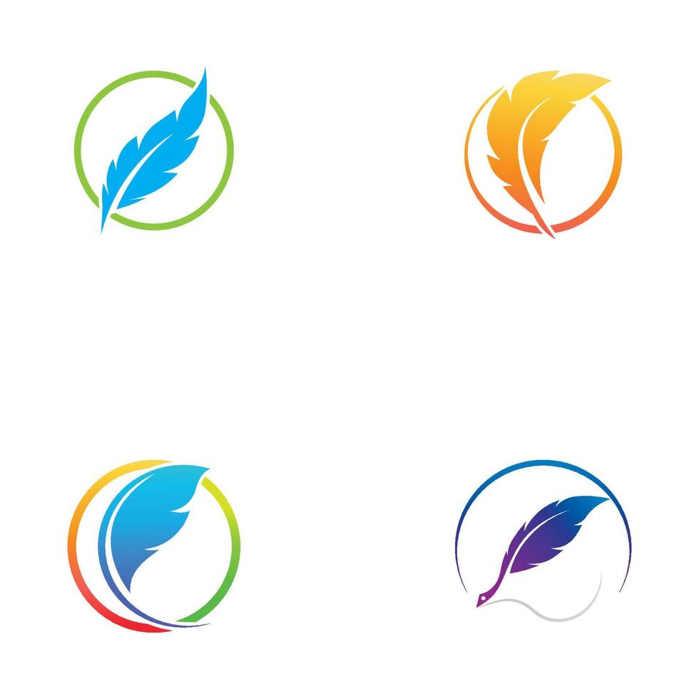 Feather logo, feather pen logo and law firm feather logo vector design.