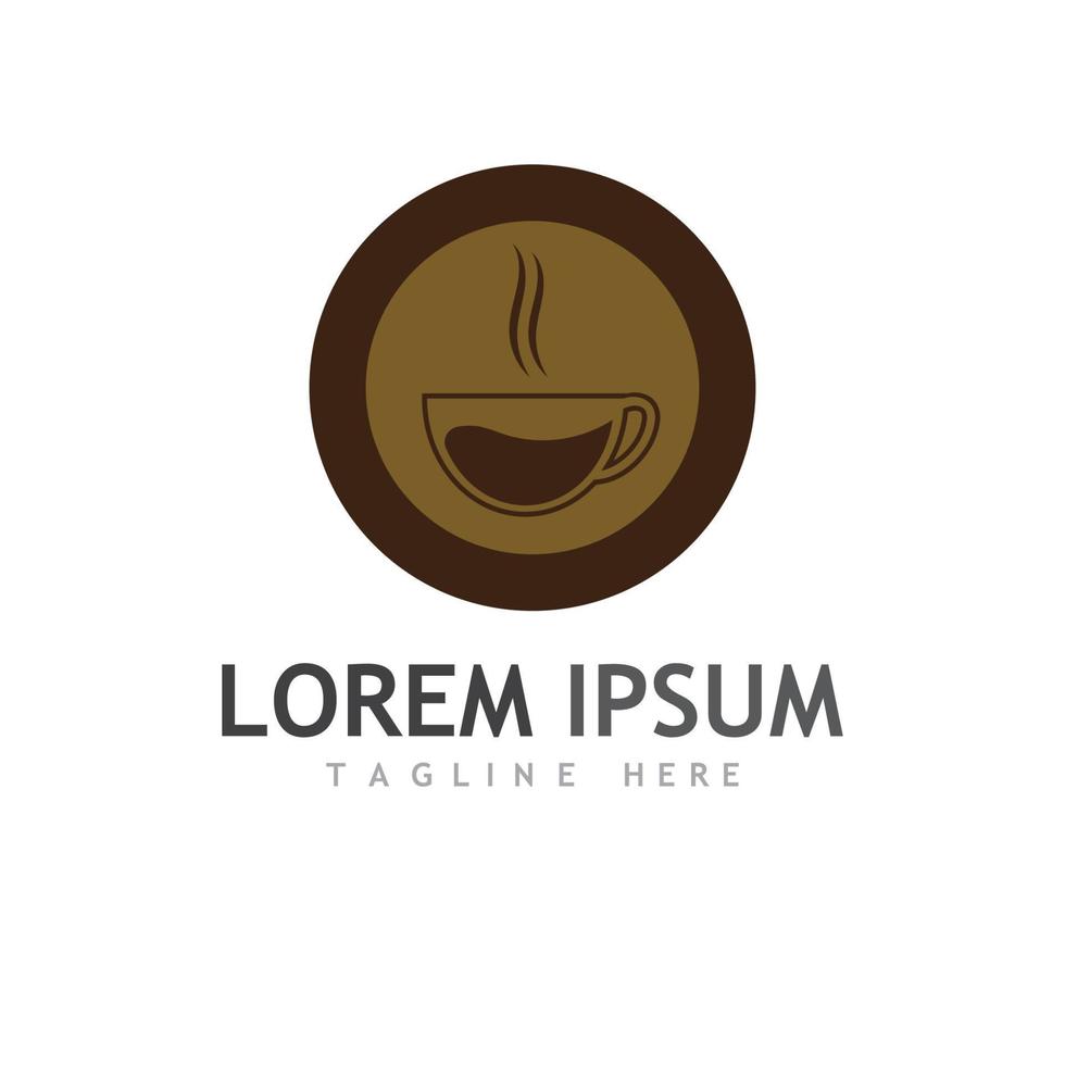 Coffee bean logo with natural cup and leaves. vector