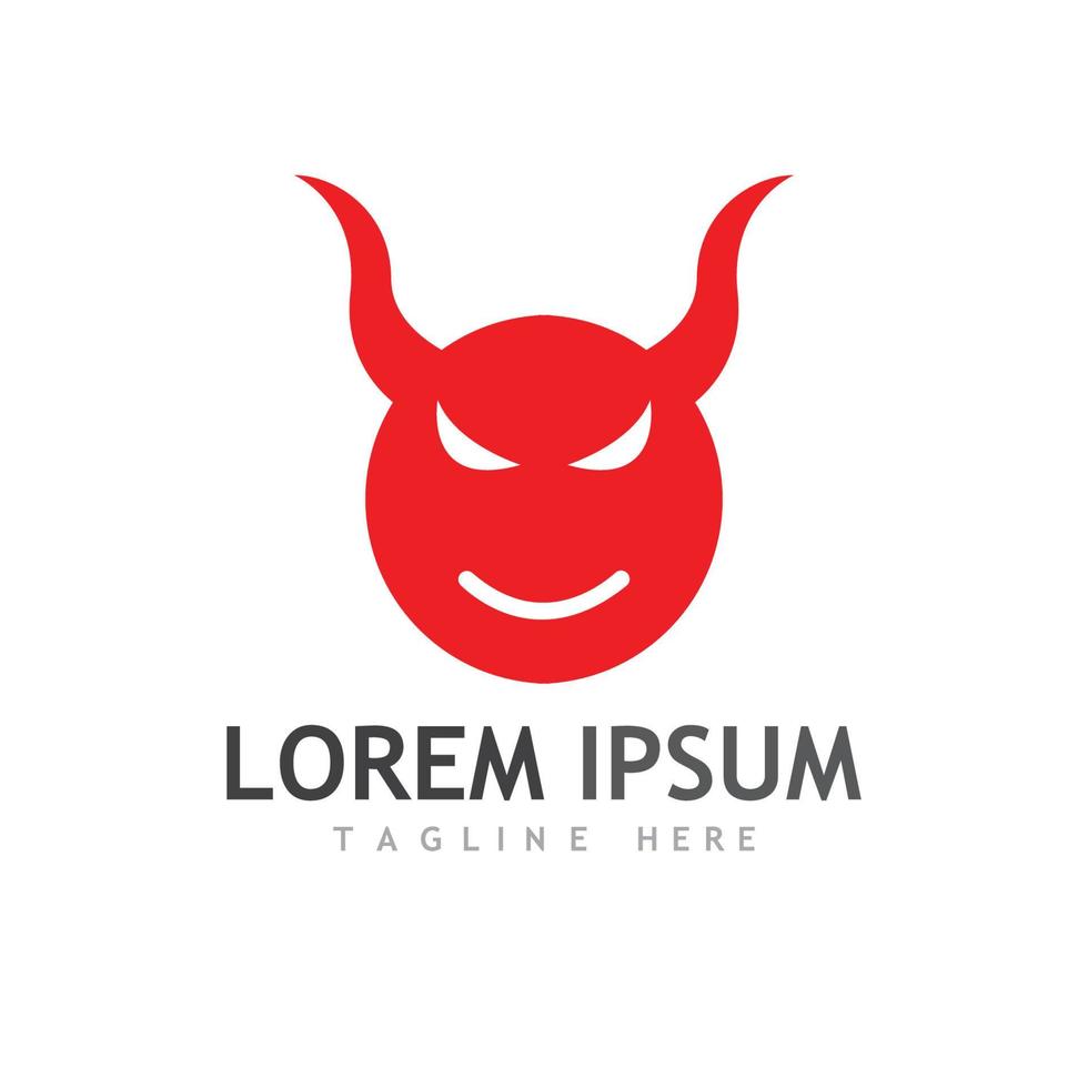 Devil logo with wings and horns using vector design concept.