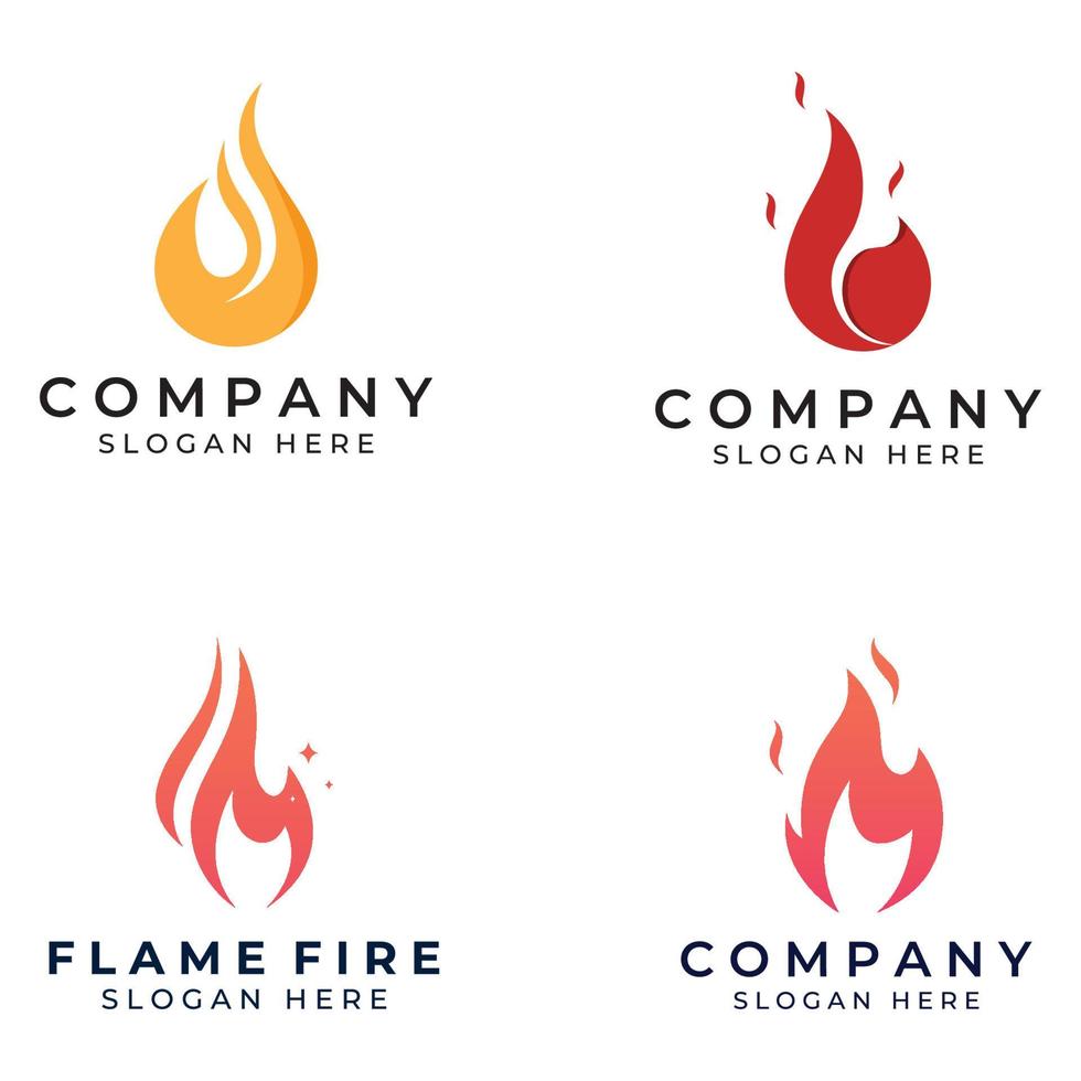 logotipo de fuego o llama, logotipo de bola de fuego y brasas. utilizando un concepto de diseño de plantilla de ilustración vectorial. vector