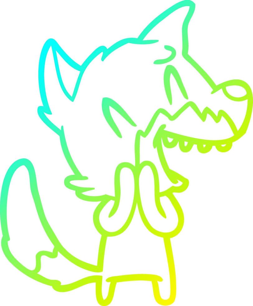 cold gradient line drawing laughing fox cartoon vector