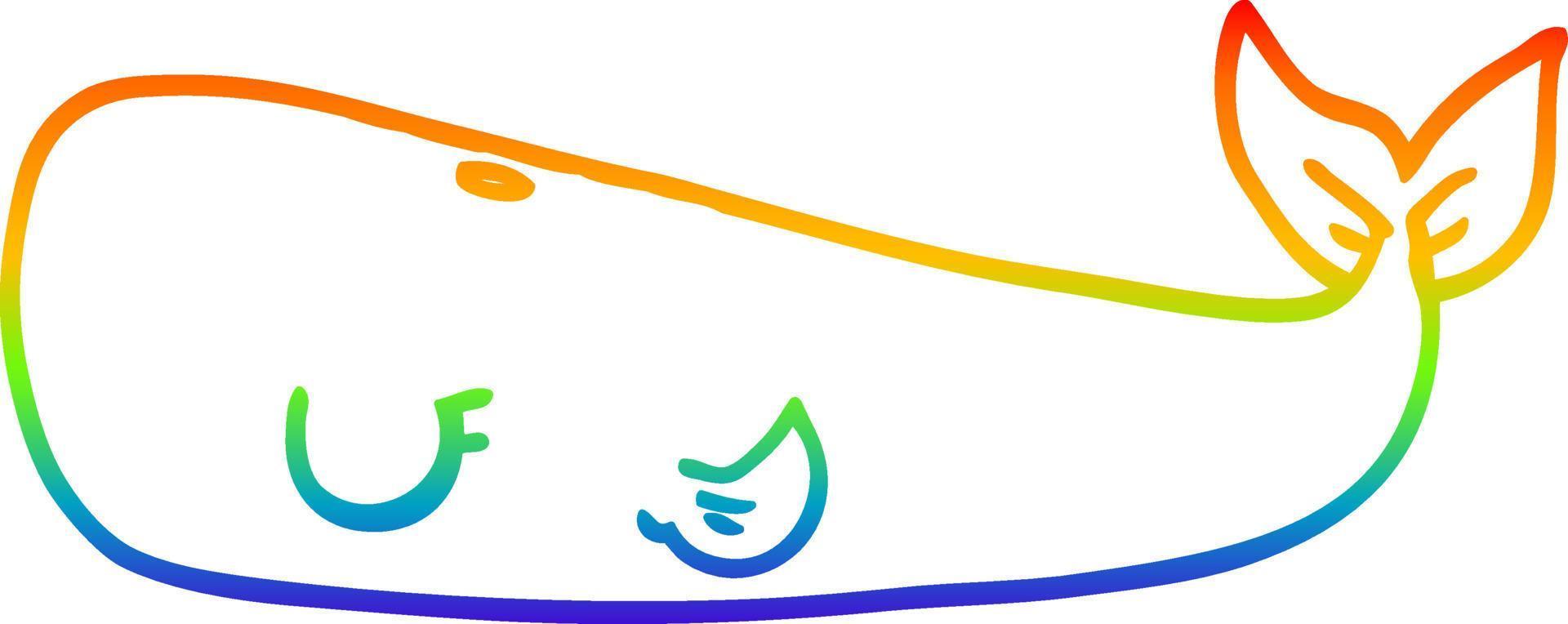 rainbow gradient line drawing cartoon whale vector