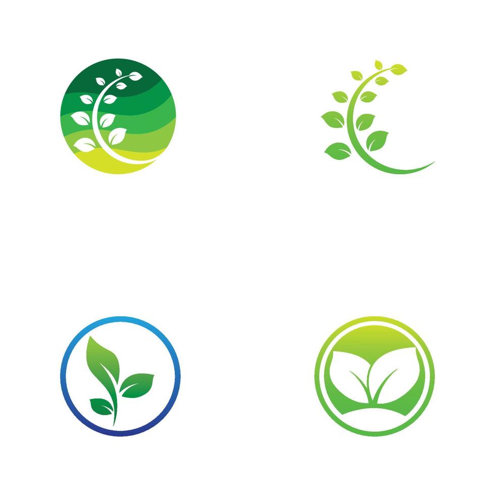 Green leaf logo. Vector design of gardens, plants and nature.