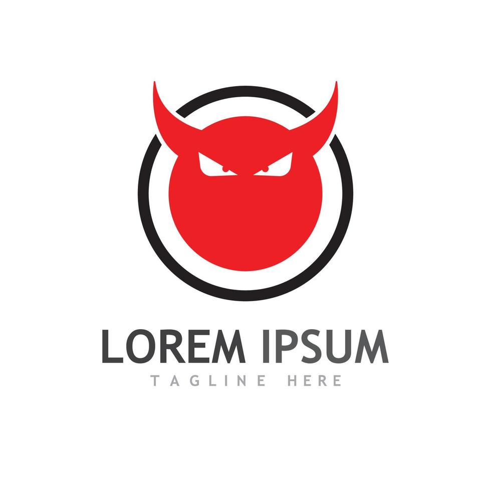 Devil logo with wings and horns using vector design concept.