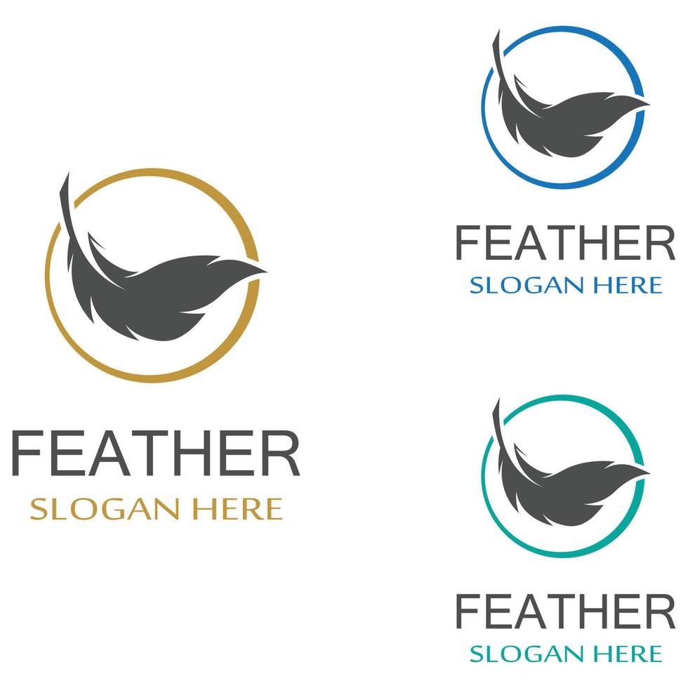 Feather pen Logo template vector