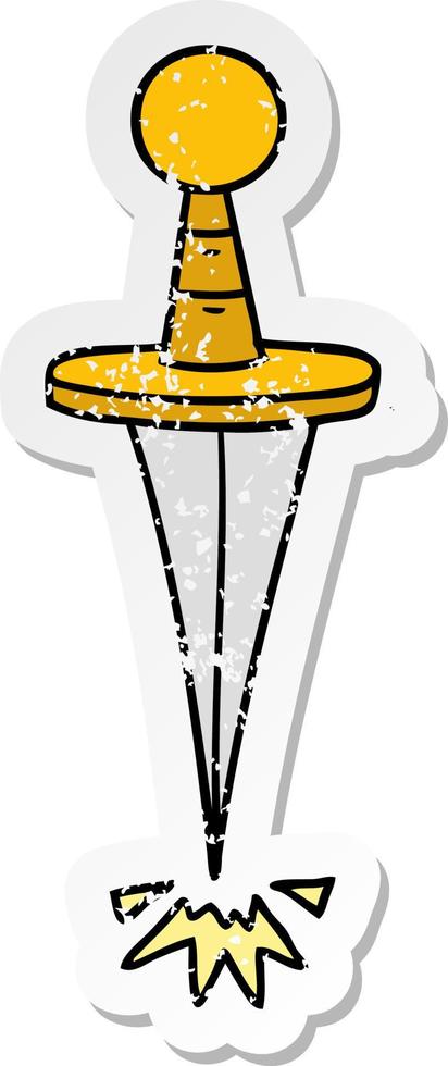 distressed sticker cartoon doodle of a small dagger vector