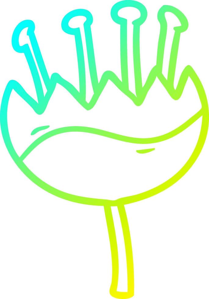 cold gradient line drawing cartoon flower vector