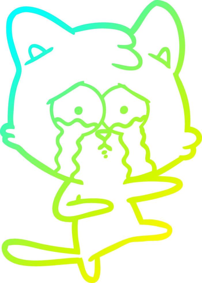 cold gradient line drawing cartoon cat vector