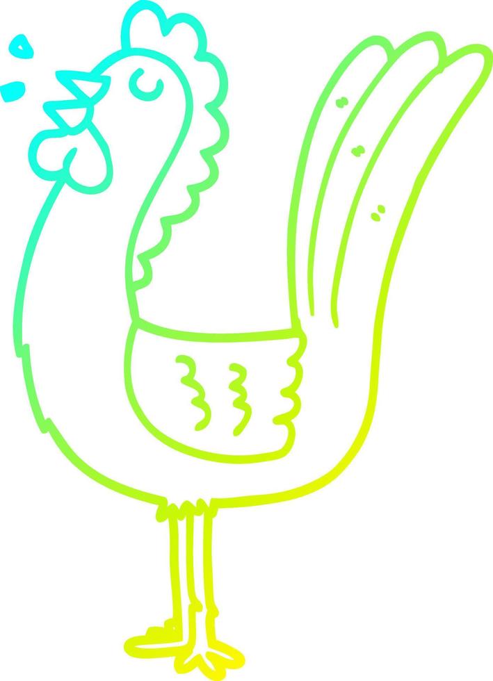 cold gradient line drawing cartoon rooster vector