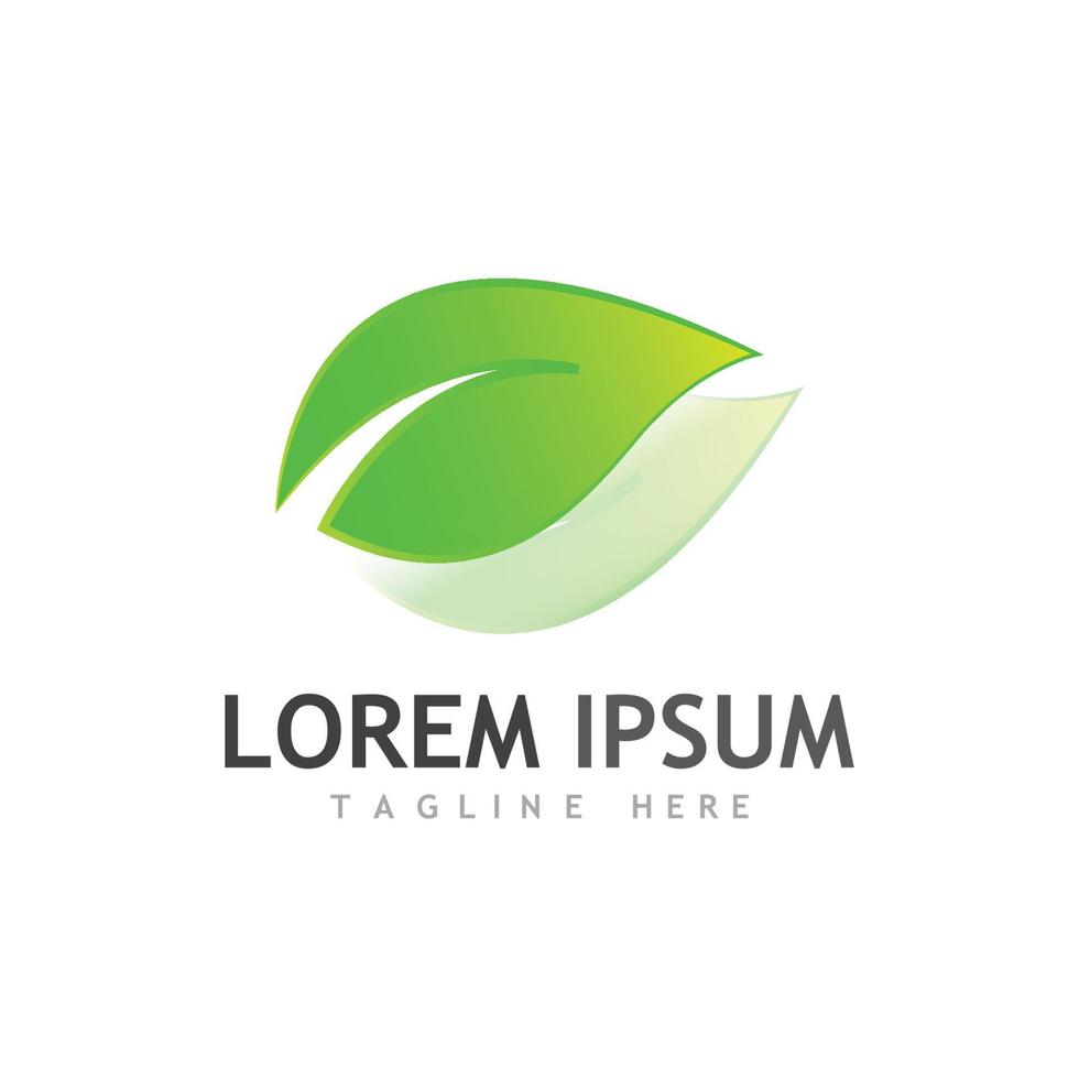Green leaf logo. Vector design of gardens, plants and nature.