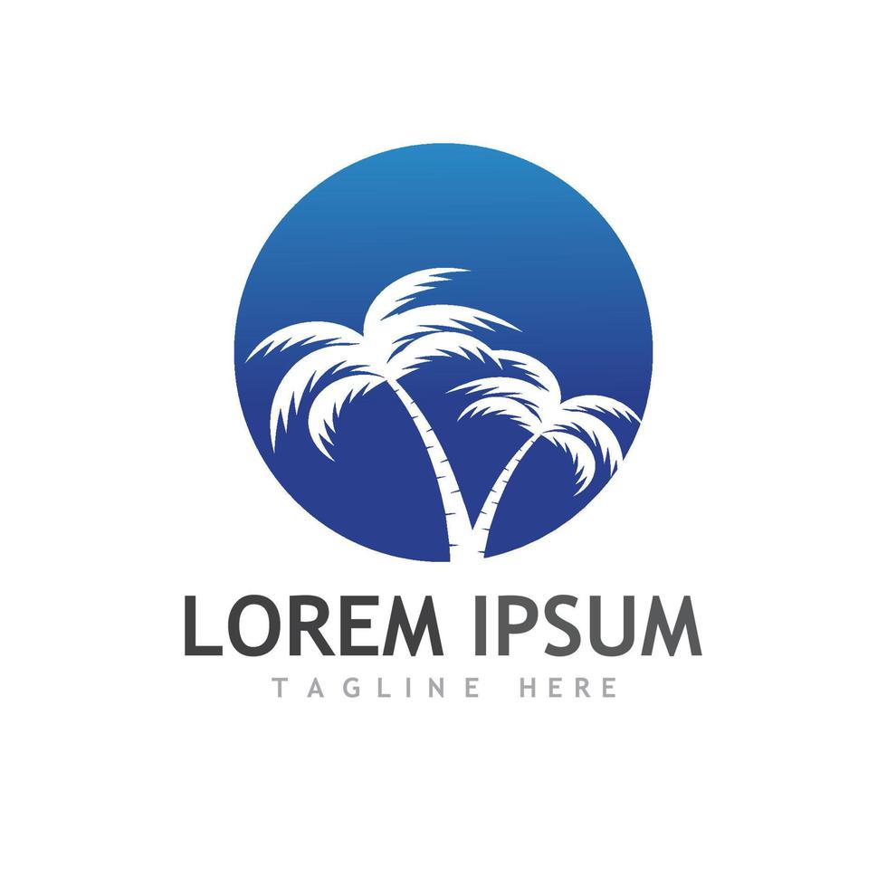 Palm tree summer logo template vector