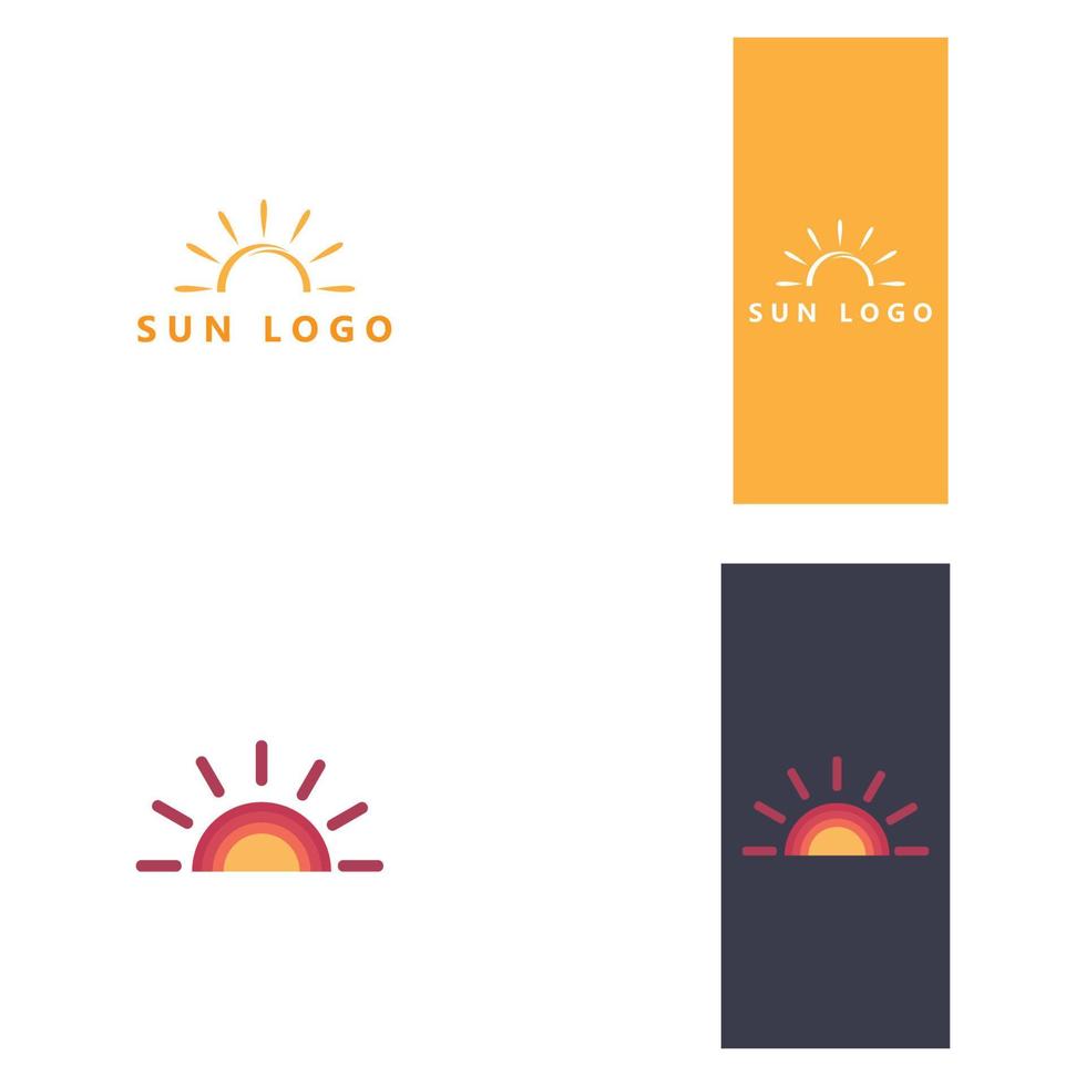 Sunset beach logo  symbol vector illustration design template.