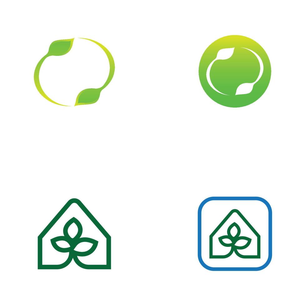 Green leaf logo. Vector design of gardens, plants and nature.