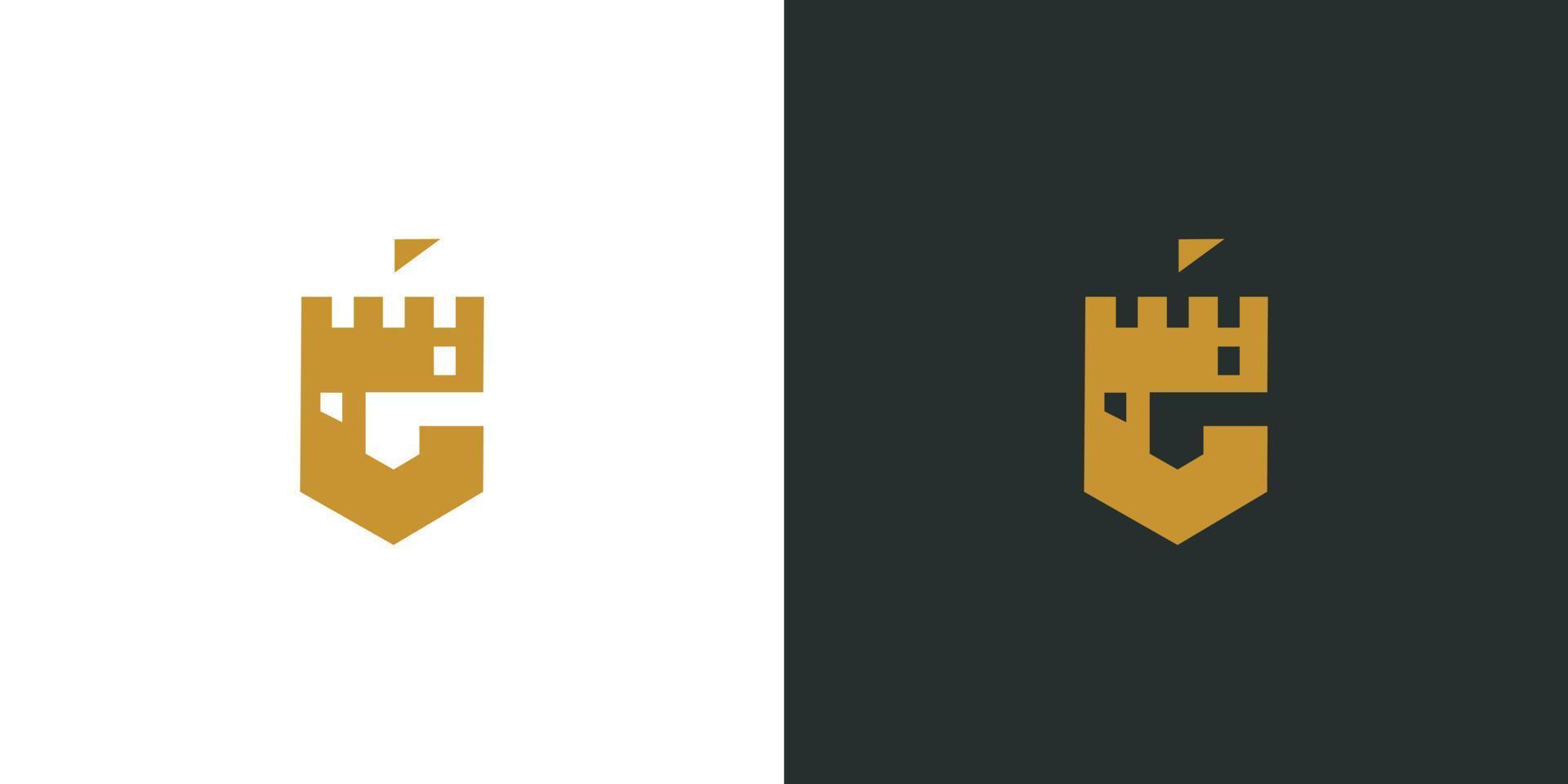 Castle logo. vector initials C