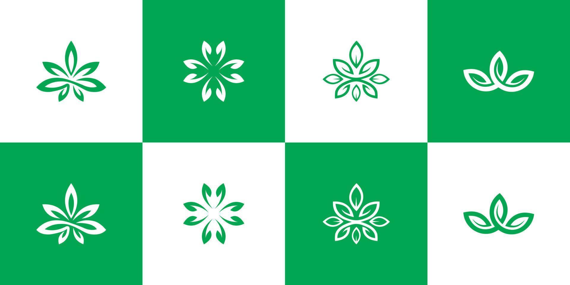 set of Green Leaf Icon Vector Logo Template