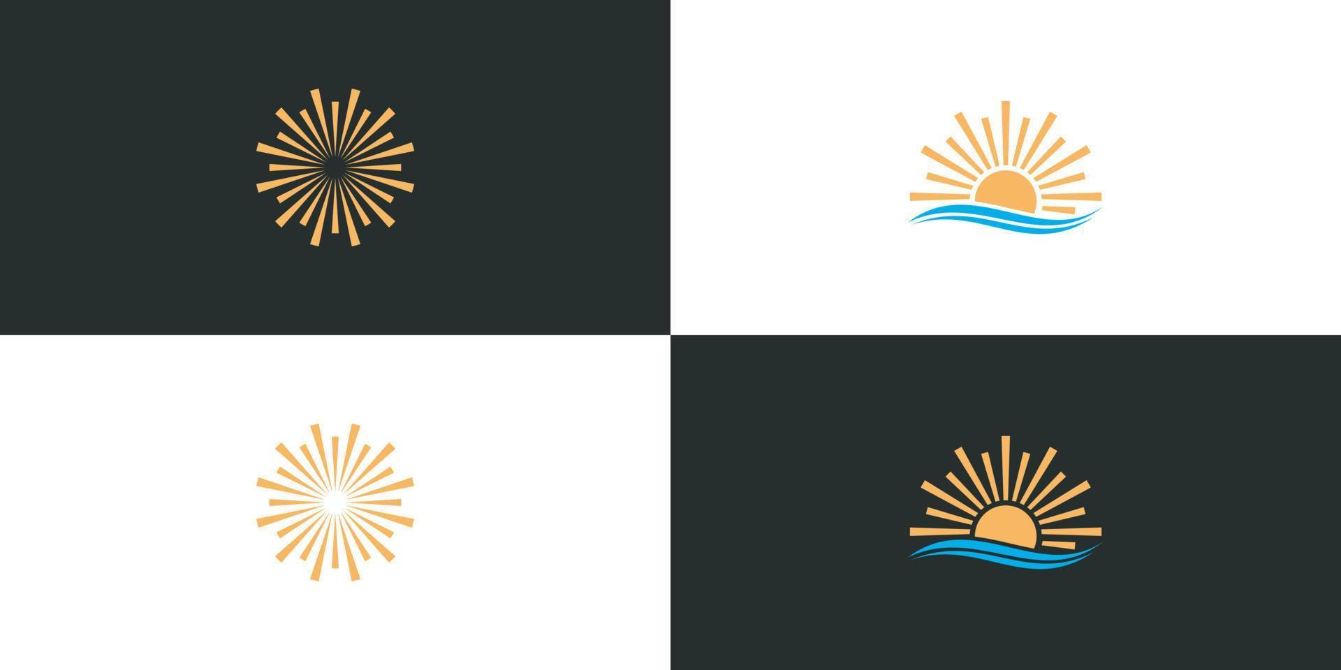 conjunto de sol logo vector icono diseño lineal