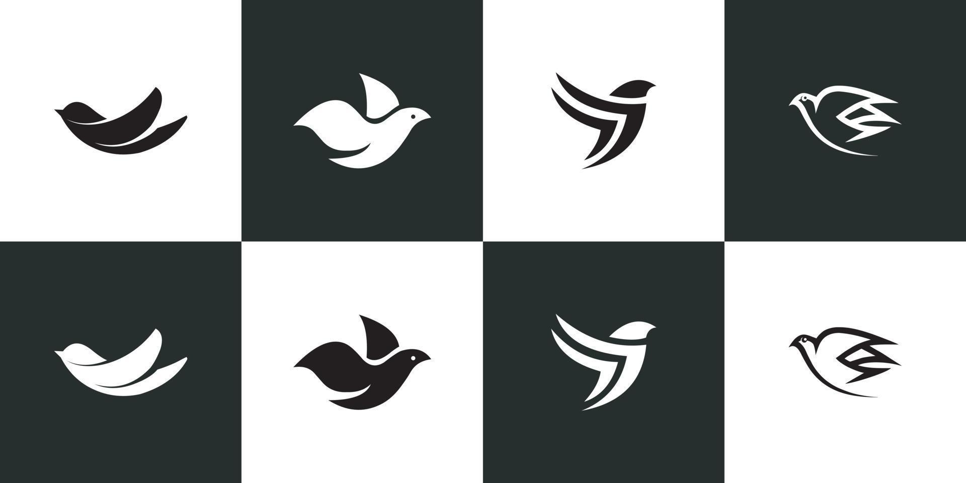 conjunto de concepto de diseño de vector de logotipo de pájaro animal de paloma