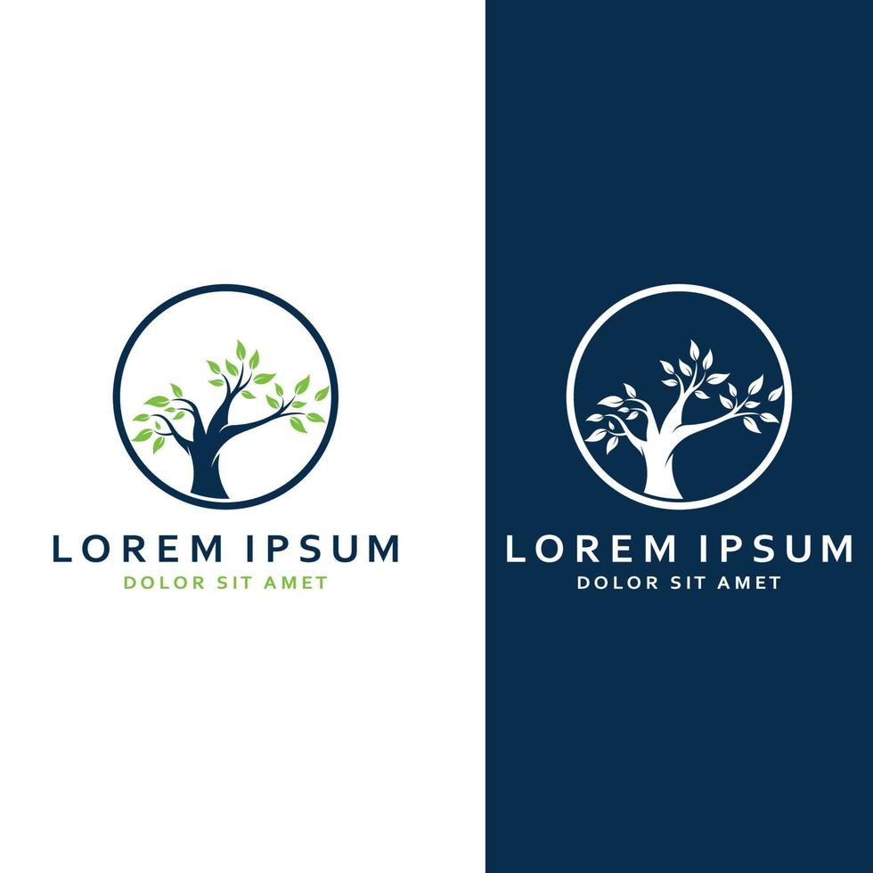 Living tree logo design, using a vector illustration template concept.