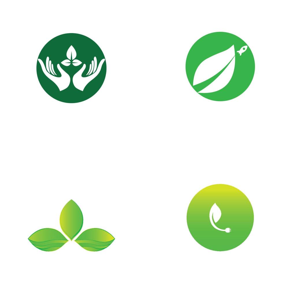 Green leaf logo. Vector design of gardens  plants and nature.