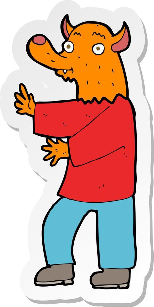 sticker of a cartoon fox vector