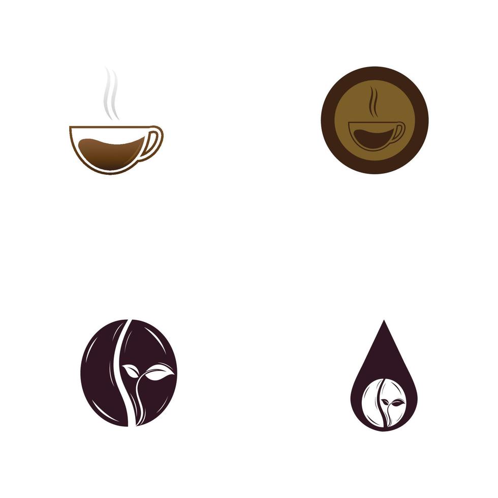 Coffee bean logo with natural cup and leaves. vector
