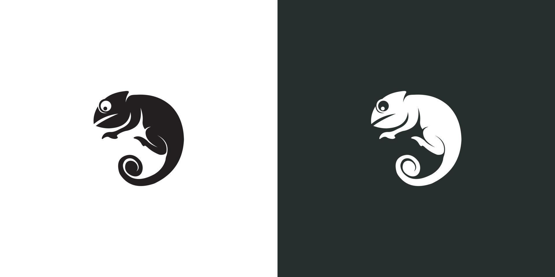 Chameleon silhouette animal logo design vector